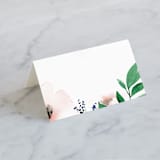 "Soft Florals" - Place Cards in Coral Wash by Leah Bisch - Blank front