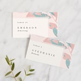 "Boho botanics" - Place Cards in Coral by Creo Study - Front with Free Guest Printing