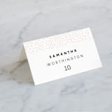 "Textured Dots" - Place Cards in Blush by Emily Sabol Goss - Folded with Free Guest Printing