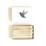 "Hummingbird Matchbox, Silver on White" - Party Matches and Matchbooks in white by Jessica Cunningham