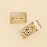 "Custom Menorah Hanukkah Matchbox, set of 100" - Party Matches and Matchbooks in gold by ForYourParty
