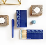 "Lotus Blossom Large Candle Matchbox" - Party Matches and Matchbooks in blue by Jessica Cunningham