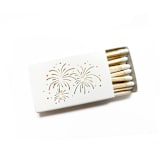 "Fireworks Matchbox, Gold on White" - Party Matches and Matchbooks in gold by Jessica Cunningham
