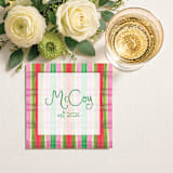 "Striped Bow Personalized Cocktail Napkins" - Party Napkins in multicolor by Papel Custom Design