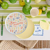 "Le Dinner Lemon Cocktail Napkins - Set of 20" - Party Napkins in yellow by Jollity and Co