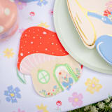 "Bunnies In The Garden Mushroom House Large Napkins - Set of 16" - Party Napkins in multicolor by Jollity and Co