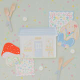 "Bunnies In The Garden Mushroom House Large Napkins - Set of 16" - Party Napkins in multicolor by Jollity and Co
