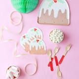 "Baking Spirits Bright Figgy Pudding Petite Napkins - Set of 16" - Party Napkins in brown by Jollity and Co