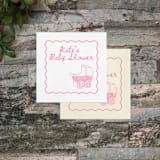 "Pink Bassinet Personalized Baby Shower Napkins, Artwork by Ellie Armstrong" - Party Napkins in white by Papel Custom Design