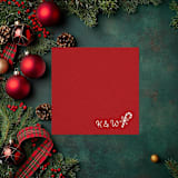 "Personalized Red Holiday Cocktail Napkins with Candy Cane Icon" - Party Napkins in red by Papel Custom Design