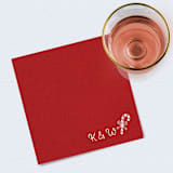"Personalized Red Holiday Cocktail Napkins with Candy Cane Icon" - Party Napkins in red by Papel Custom Design
