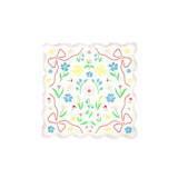 "Bunnies In The Garden Pink Floral Petite Napkins - Set of 16 of" - Party Napkins in multicolor by Jollity and Co