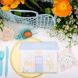 "Bunnies In The Garden Pink Floral Petite Napkins - Set of 16 of" - Party Napkins in multicolor by Jollity and Co