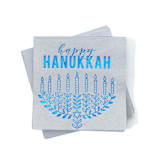 "Happy Hanukkah Cocktail Napkins, cocktail size, pack of 50" - Party Napkins in gray by ForYourParty