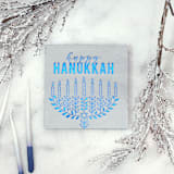 "Happy Hanukkah Cocktail Napkins, cocktail size, pack of 50" - Party Napkins in gray by ForYourParty