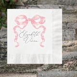 "Sweet Pink Bow Personalized Baby Shower Napkin" - Party Napkins in white by Papel Custom Design
