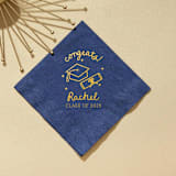 "Scripted Cap & Diploma Graduation Napkin, cocktail size, set of 50" - Party Napkins in blue by ForYourParty