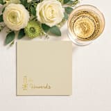 "Champagne Linen-Like Napkin with Personalized Family Name & Champagne Glass Icon" - Party Napkins in beige by Papel Custom Design