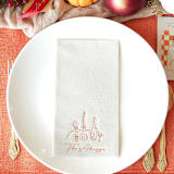 "Food, Family, Friends Napkin, guest towel, set of 50" - Party Napkins in beige by ForYourParty
