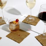 "Sip in Style Dual Glass Napkin, cocktail size, set of 50" - Party Napkins in bronze by ForYourParty