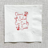 "Cheers, salud, cin cin, santé cocktail napkins - White Napkins (Set of 20)" - Party Napkins in white by Maria Ferrer G.