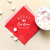 "Custom Merry Christmas Napkin, cocktail size, set of 100" - Party Napkins in white by ForYourParty