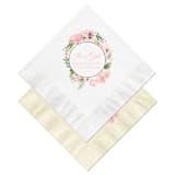 "Pink Floral Personalized Baby Shower Napkins" - Party Napkins in white by Papel Custom Design