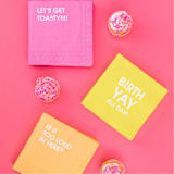 "BirthYAY All Day - Cocktail Napkins" - Party Napkins in yellow by Chez Gagné