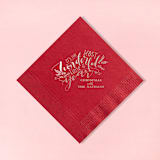 "Custom The Most Wonderful Time Napkin, cocktail size, set of 100" - Party Napkins in green by ForYourParty
