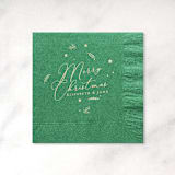 "Custom Merry Christmas Confetti Napkin, cocktail size, set of 100" - Party Napkins in green by ForYourParty