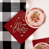 "Custom Merry Christmas Confetti Napkin, cocktail size, set of 100" - Party Napkins in green by ForYourParty