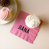 "Bold Block Name Napkin, cocktail size, set of 50" - Party Napkins in pink by ForYourParty