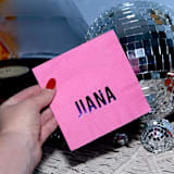 "Bold Block Name Napkin, cocktail size, set of 50" - Party Napkins in pink by ForYourParty