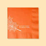 "Classic Thanksgiving Leaves Napkin, cocktail size, set of 100" - Party Napkins in orange by ForYourParty