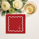 "Champagne Glass with Wavy Border Premium Red Cocktail Napkins" - Party Napkins in red by Papel Custom Design