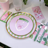 "Camp Bachelorette Stripe Dinner Plates - Set of 8" - Party Plates and Bowls in multicolor by Jollity and Co