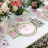 "Camp Bachelorette Stripe Dinner Plates - Set of 8" - Party Plates and Bowls in multicolor by Jollity and Co