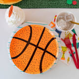 "Good Sport Small Basketball Plates - Pack of 8" - Party Plates and Bowls in orange by Jollity and Co