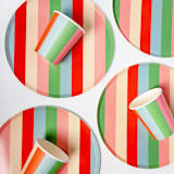 "Striped Dinner Plates (x12)" - Party Plates and Bowls in multicolor by POP Party Supplies