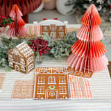 "Baking Spirits Bright Tall Light Brown Gingerbread House Plates - Set of 8" - Party Plates and Bowls in brown by Jollity and Co