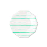 "Clover Frenchie Stripes Small Plates" - Party Plates and Bowls in green by Jollity and Co
