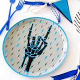 "Rock On Skeleton Dinner Plates- Set of 8" - Party Plates and Bowls in blue by Jollity and Co