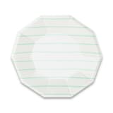 "Mint Frenchie Stripes Large Plates" - Party Plates and Bowls in green by Jollity and Co