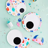 "Little Monsters Small Plates - Pack of 8" - Party Plates and Bowls in white by Jollity and Co