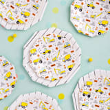 "Under Construction Small Plates - Pack of 8" - Party Plates and Bowls in multicolor by Jollity and Co