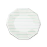 "Mint Frenchie Stripes Small Plates" - Party Plates and Bowls in green by Jollity and Co