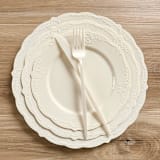 "Modern Vintage Dinnerware Set | Linen" - Party Plates and Bowls in natural by Prêt-à-PartyNY
