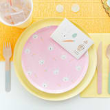"Easter Fun Small Plates - Set of 8" - Party Plates and Bowls in pink by Jollity and Co