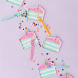 "It's A Birthday Cake Slice Canapé Plates - Set of 8" - Party Plates and Bowls in multicolor by Jollity and Co