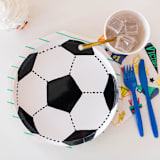"Good Sport Small Soccer Ball Plates - Pack of 8" - Party Plates and Bowls in white by Jollity and Co